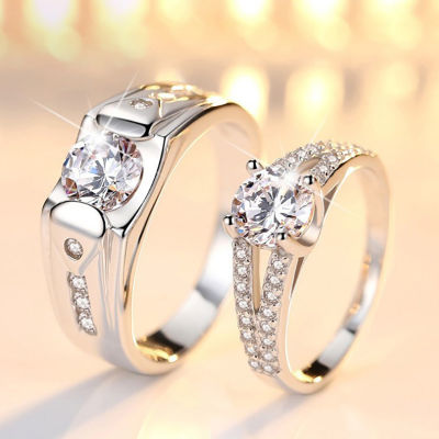 Annabels แหวนสวมนิ้วสำหรับคู่รัก,แหวนแฟชั่นหรูหราน้ำหนักเบาสง่างามแหวนเพทายสำหรับคู่รักมงกุฎรักเครื่องประดับวันวาเลนไทน์1คู่