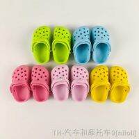 hot【DT】△✻✎  2PCS/Pair Small Sandal Plastic Beach Shoes Croc Hole Shoe Keychain 8cm doll shoes