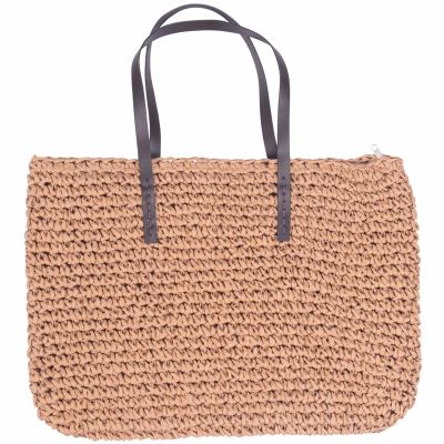 Pink Memory Hot Straw Bag Women Handbag Bohemia Beach Bags Handmade Wicker Summer Tote Bags Rattan Shoulder Bags(Brown)