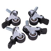 4Pcs Mini Small Casters 1 Inch M8X15Mm Tpe Silent Wheels With Brake Universal Casters Wheel For Furniture Bookcase Drawer Furniture Protectors Replace