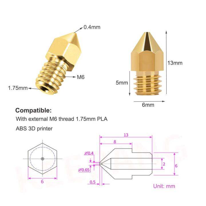 25ชิ้น0-2-0-3-0-4-0-5-0-6-0-8-1-0มม-mk8เอนเดอร์3หัวฉีดเครื่องพิมพ์3d-เครื่องอัดรีดหัวฉีดทองเหลืองสำหรับ-cr-10-a8-a8plus-กับ10เข็มpcs