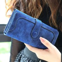 【CC】 Many Departments Faux Suede Wallet Matte Leather Purse Female Wallets Card Holder Clutch Carteras