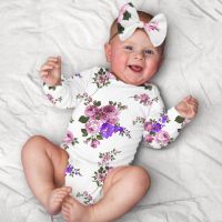 OMG* Newborn Photography Props Baby Floral Hollow Open Back Romper Headband Outfits Baby Floral Romper Headband