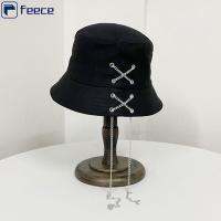 FEECE หมวกชาวประมงผู้หญิงหมวกแก๊ปแบบโซ่ไขว้ Topi Bucket Unisex ผ้าฝ้ายได้ไม่เหมือนใคร