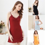 HISEXY Đầm Ngủ, Váy Ngủ, Đồ Ngủ Mặc Nhà Lụa Satin Phối Ren Mặc Nhà MD20