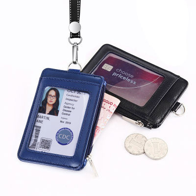 2021ใหม่หนังแท้ธุรกิจ ID ผู้ถือป้ายกรณีกระเป๋าที่มีสายคล้องคอชื่อแท็ก Id บัตรเชือกเส้นเล็กหน้าอกบัตรทำงานผ่านรถบัสผู้ถือบัตรโรงเรียนสำนักงานอุปกรณ์