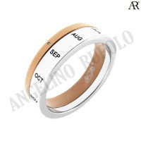 ANGELINO RUFOLO Ring ดีไซน์ Months Roller แหวนผู้ชาย Stainless Steel 316L(สแตนเลสสตีล)คุณภาพเยี่ยม สีเงิน/น้ำตาล ประดับตกแต่งด้วย คริสตัล