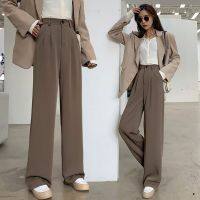 COD DSTGREYTRYT Plus Size Baggy Wide Leg Suit Long Pants for Women High Waist Loose Office Formal Casual Korean Style Slacks Slocks Square Straight Cut Trouser Black White Khaki Gray Light Coffee