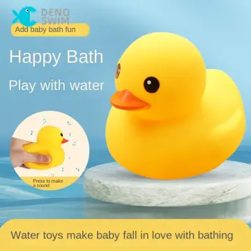 5Pcs/set kids Floating Bath Toys Mini Swimming Rings Rubber Yellow Ducks  Fishing Net Washing Swimming Toddler Toys Water Fun