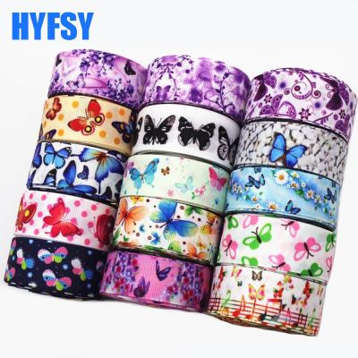 hyfsy 10037 22 25mm Butterfly ribbon 10 yards DIY Hand-made tape  gift wrap Grosgrain ribbon Gift Wrapping  Bags