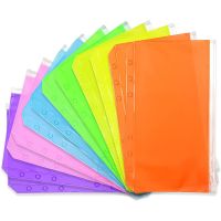 4pcs A6 Binder Pockets Colorful 6 Hole Binder Envelopes Notebook Loose Leaf Bags Waterproof PVC Document Filing Bags
