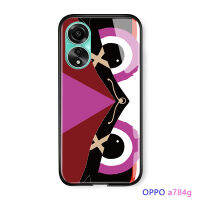 GGK สำหรับ OPPO A78ขนาด4G เคสกันกระแทกหลังป้องกันเคสกระจกนิรภัยขอบนุ่มตาปีศาจน้อยน่ารัก