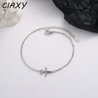 CIAXY 925 Sterling Silver Inlaid Zircon Paper Airplane Bracelets for Women Simple Design Aircraft Bracelet Summer Jewelry