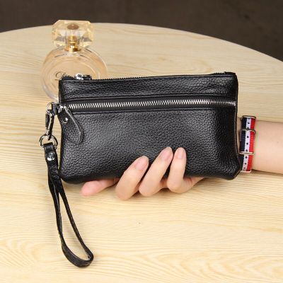 ZZOOI Genuine Leather Women Money Bag Versatile Solid Female Long Card Hold Wallet High Quality Lady Clutch Purse Wristlet Phone Bags