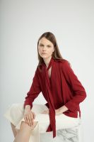 QueenCows : เสื้อให้นม Rachel Bow Blouse (Red)
