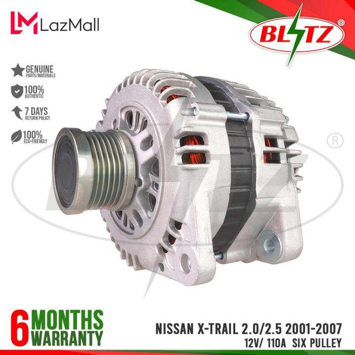 Blitz Alternator Assembly Nissan X Trail 2025qr20 2001 2007 12v 110a Six Pulley 6 Months 7514