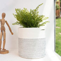 Cotton Rope Woven Storage Basket Plant Flower Pot Laundry Bag Bucket Bathroom Clothes Toy Organizer Baskets Decoration Home