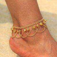 DKC เครื่องประดับ2021 New Gold Bell Tassel สำหรับผู้หญิง Beach แหวนนิ้วเท้า Vintage Statement Anklets สไตล์ Boho Party กำไลข้อเท้าในช่วงฤดูร้อน