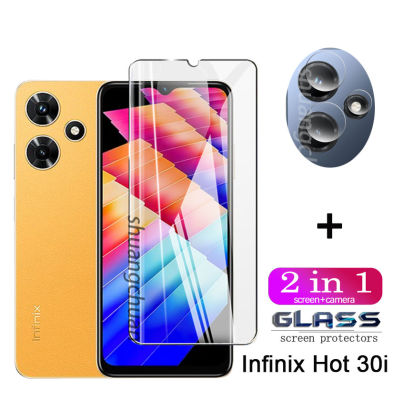 2in1สำหรับ Infinix ร้อน30i กระจกเทมเปอร์9H ฟิล์มปกป้องหน้าจอ + หลังปกป้องหน้าจอป้องกันหน้าจอเลนส์30 Play ร้อน30