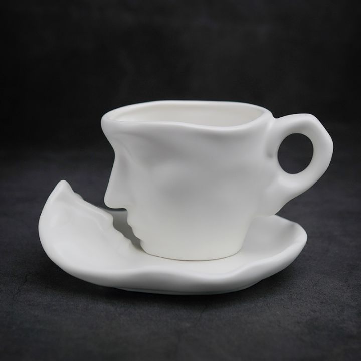 hotx-dt-european-style-bar-creative-gift-sculpture-mug-exquisite-matte-ceramic-coffee-cup-and-saucer-set