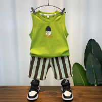 Childrens Summer Clothing Boys Suit Summer 2023 New Boys Baby Sleeveless Vest Outer Wear Shorts Two-Piece Suit