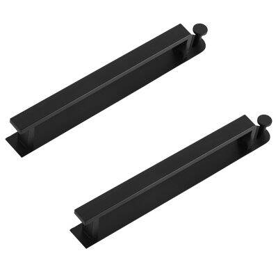 2Piece No Drilling Self-Adhesive Towel Rail Black Stainless Steel Bath Towel Holder Adhesive with Hooks