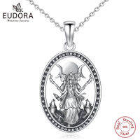 Eudora 925เงินสเตอร์ลิง Triple Moon เทพธิดาสร้อยคอ Dog Hecate Amulet จี้ Vintage Triple เทพธิดาเครื่องประดับบุคลิกภาพ Gif