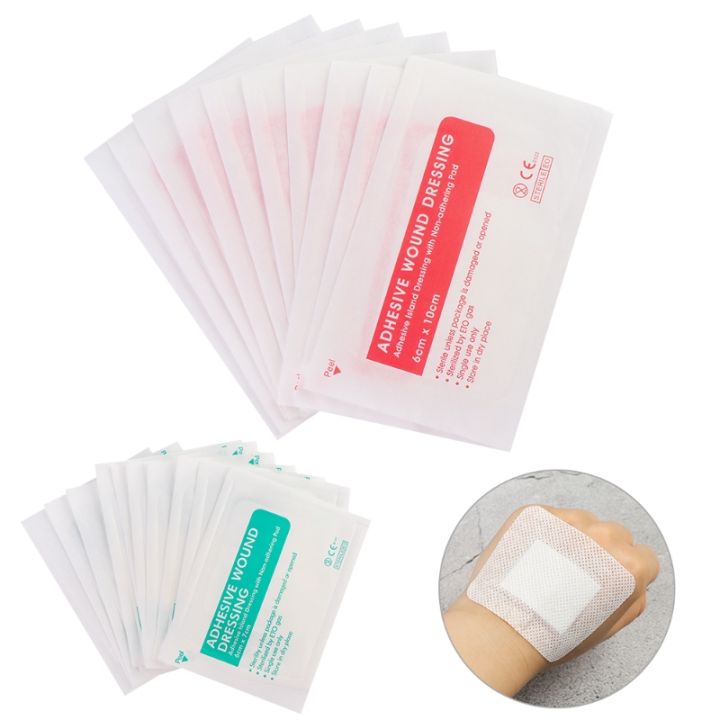 lz-10pcs-breathable-self-adhesive-wound-dressing-band-aid-bandage-large-wound-first-aid-wound-hemostasis-first-aid-kit-6x10cm