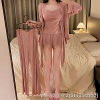 【jw】❦⊙♗  Woman 4/3 Pcs Sleepwear Set With Chest Modal Pyjamamas Sleeve Cotton Negligee Homewear