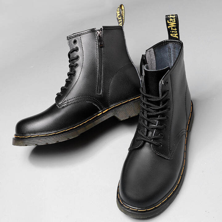 doc-dr-martens-air-wair-1460-unisex-นภามาร์ตินบู๊ทส์-ซิปข้าง-8-ตารองเท้าทำงานนางแบบคู่รักรองเท้าสำหรับชายหญิง