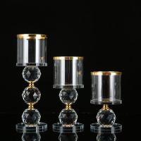 3pcs / set Crystal Candle Stick Holders Stand Coffee Table Living and Dinning Room Candlestick Table Centerpieces for Candles