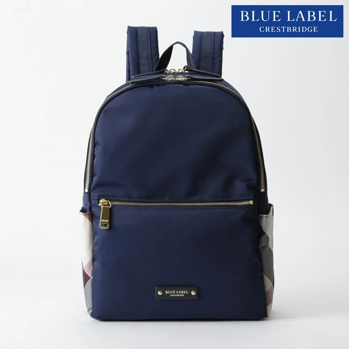 Pre-Order : BLUE LABEL CRESTBRIDGE Checked Nylon Backpack Navy