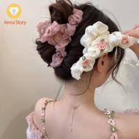 ANNA STORY หวานหวานแหววว สง่างามเรียบหรู จับผมอารมณ์ คลิปปูผม อะคริลิค ตาข่ายแบบตาข่าย กิ๊บติดผมขนาดใหญ่ ที่มัดผมหางม้า กิ๊บติดผมรูปดอกไม้ คลิปฉลามเกาหลี กุหลาบดอกไม้ดอกไม้ คลิปผมผู้หญิง