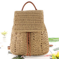 สตรีฟางกระเป๋าเป้สะพายหลังฤดูร้อน Boho โบฮีเมียนกระเป๋าสะพายกลวง Hobo โครเชต์ทอกระเป๋าเดินทางสำหรับผู้หญิงถักชายหาดกลับแพ็ค