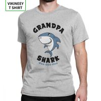 Men T Shirts Grandpa Shark Doo Doo Slim Fit Short Sleeve Grandfather Granddad Family Gifts Tees O Neck Clothes Cotton T-Shirt