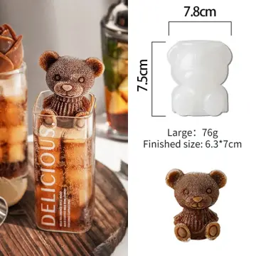 4 Grid Ice Cube Tray 3D Cute Bear Shape Ice Block Mold Silicone