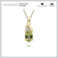 Gemondo จี้ทองคำ 9K ประดับเพอริดอท (Peridot) และเพชร ดีไซน์ใบไม้ (ไม่รวมสร้อย) : จี้พลอย จี้ทองประดับพลอย