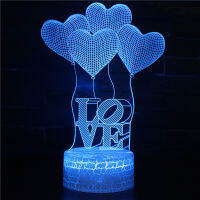 3D Night Lamp LOVE Table Lamp 16 Color Changing Romantic Atmosphere Decorative Lights Christmas Birthday Gift for Girlfriend