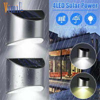 Vimite 2PCS Stainless Steel Led ไฟติดผนังโซล่า Solar Light Outdoor Waterproof Automatic ไฟเซ็นเซอร์ ไฟถนนโซล่าเซล ไฟตกแต่งสวน for Fence Yard House Gate Post โซล่าเซลล์บ้าน ไฟวอมไลท์