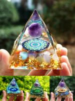 Natural Stone Orgonite Pyramid Amethyst Crystals Orgone Energy Generator Healing Chakra Meditation Desk Home Ornaments Crafts