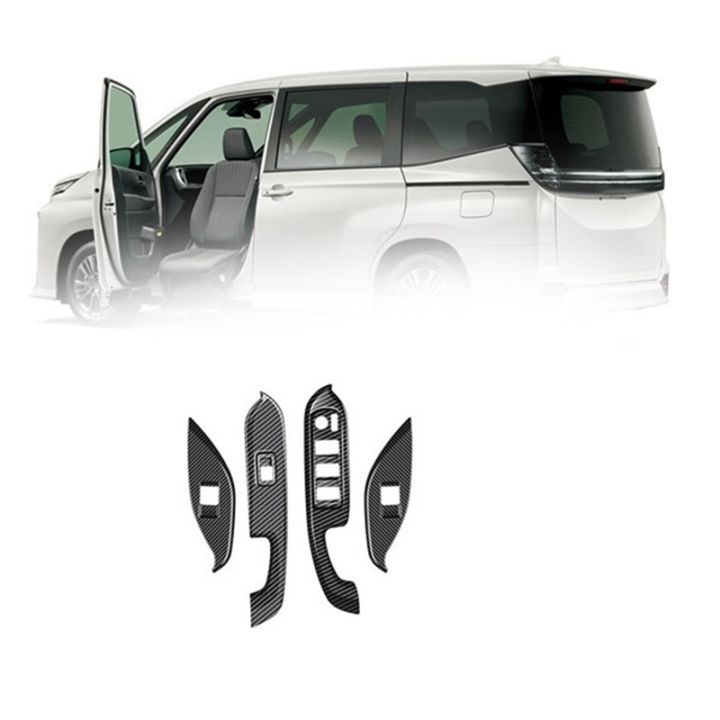 carbon-fiber-window-glass-lift-button-switch-cover-trim-sticker-abs-carbon-fiber-door-armrest-rhd-for-toyota-voxy-2022