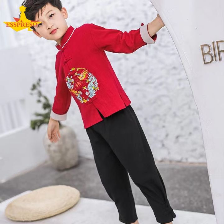 dreamer-esspreso-ชุดตรุษจีนเด็กเสื้อตรุษจีน2022-ชุดจีนสำหรับเด็ก-ชุดแฟชั่นแขนสั้นสไตล์จีนชุดคาร์ดิแกน