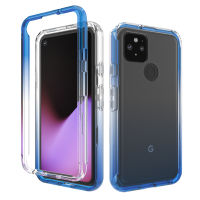 สำหรับ Google Pixel 5 Hard Transparent 2-In-1 PC Back และ Soft TPU Frame กันกระแทกฝาครอบป้องกันเคสโทรศัพท์