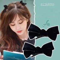 [hot]◕☢  velvet bow duckbill clip pair hairpin female bangs broken hair edge accessories