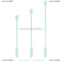 mishun318862 ชุดที่ปาดครีมเครื่องสำอางทำจากซิลิโคนสองหัวเครื่องมือแต่งหน้า1ชิ้น