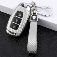 【cw】 3 Buttons Carbon Fiber Soft TPU Car Key Case Cover for Hyundai I30 Ix35 Kona Encino Solaris Azera Accent TM Palisade Santa Fe