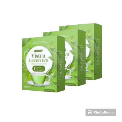 Vistra green tea ชาเขียววิสต้า  ชาเขียวคุมหิว น้ำตาล 0% ( 3 กล่อง)