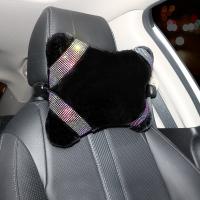 Plush Car Seat Headset Pillow Auto Accessories Interior Women Head Rest Cushion Neck Pillow Bling Crystal Decorative Pillows Seat Cushions