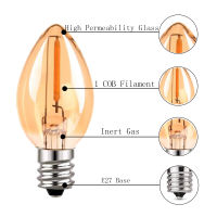 LED เทียนเอดิสันหลอดไฟ C7 0.5วัตต์สีเหลืองอำพันแก้ว E14ย้อนยุคเส้นใยคืนโคมไฟวอร์มสีขาว2200พันเชิงเทียนโคมไฟ Dimmable E12 220โวลต์หลอดไฟ