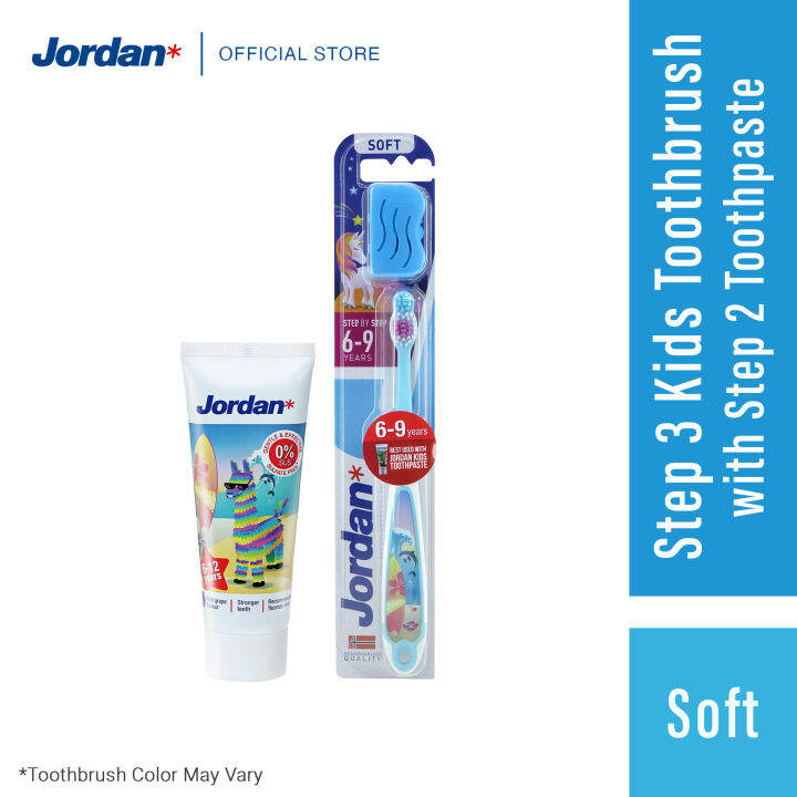 JORDAN Step 3 toothbrush with Step 2 toothpaste (Mild Grape) Lazada PH